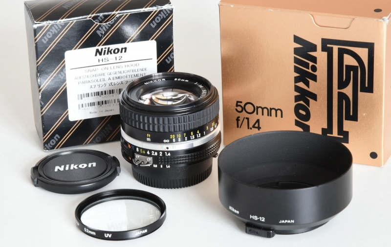 Nikon Nikkor 50mm f/1.4 AIS (BOXED) with filter & metal hood 